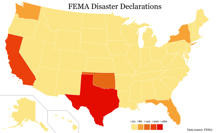 FEMA Disaster Declarations by State