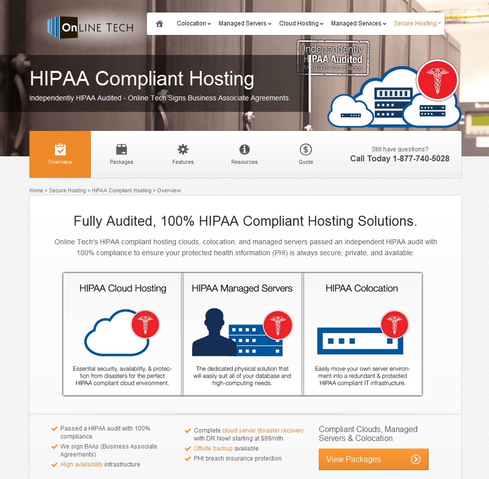 HIPAA Compliant Hosting Screenshot