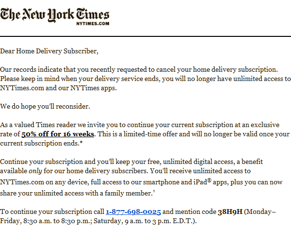 NYTimes Spam Email