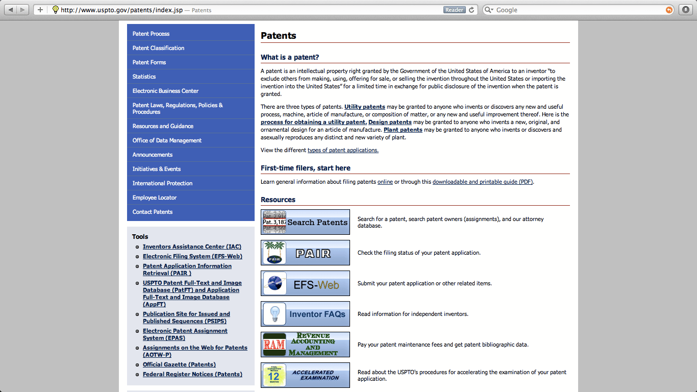 Patent Searching Website