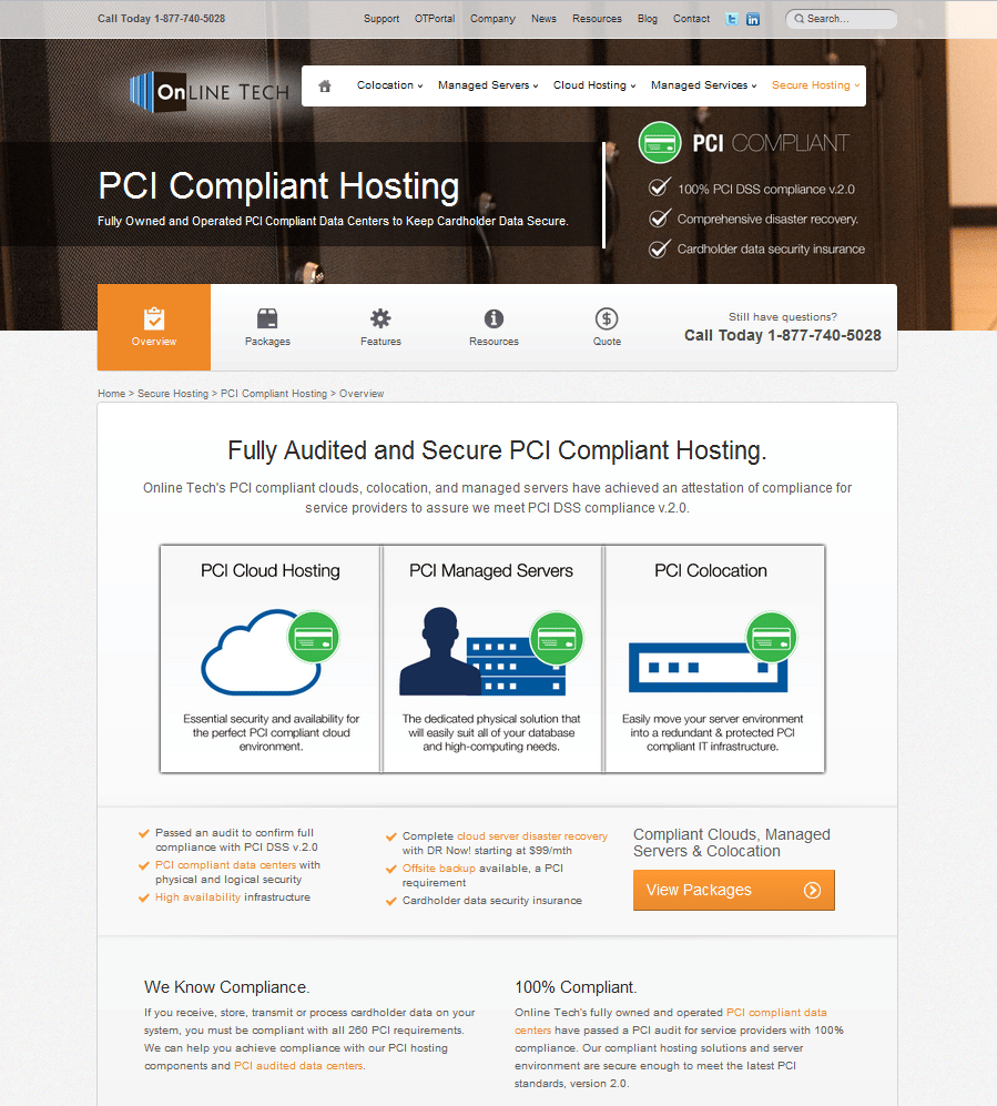 PCI Compliant Hosting Screenshot