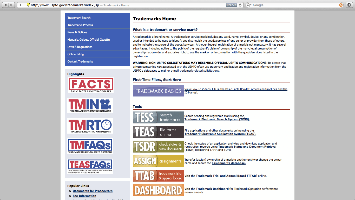 Trademark Searching Website