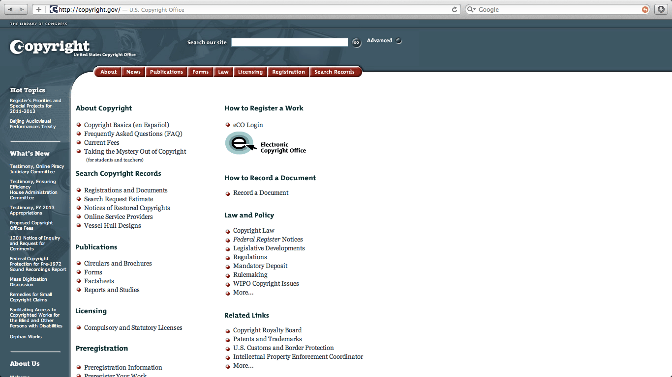 U.S. Copyright Office Website
